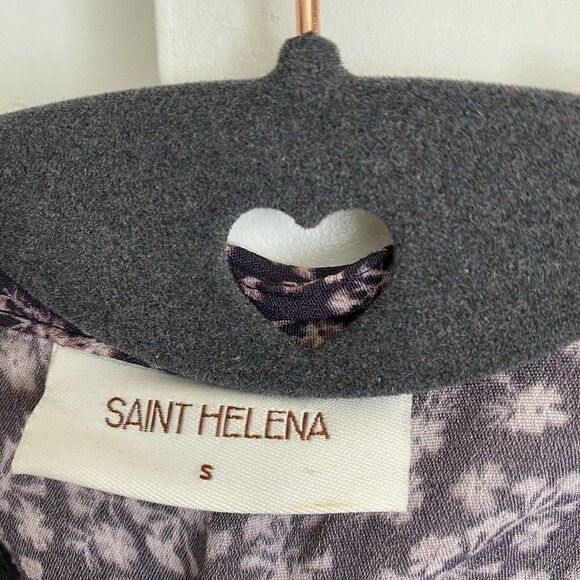 SAINT HELENA Chiffon Floral Purple Smocked Long Sleeve Dress SIZE S Pockets - Picture 9 of 9